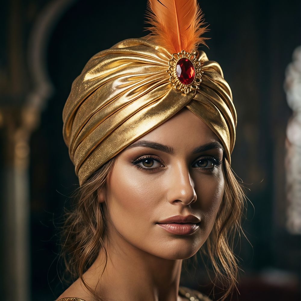 Ethnic Fashion India - Tüylü Türban Şapka, Arap Şapkaları, Taşlı